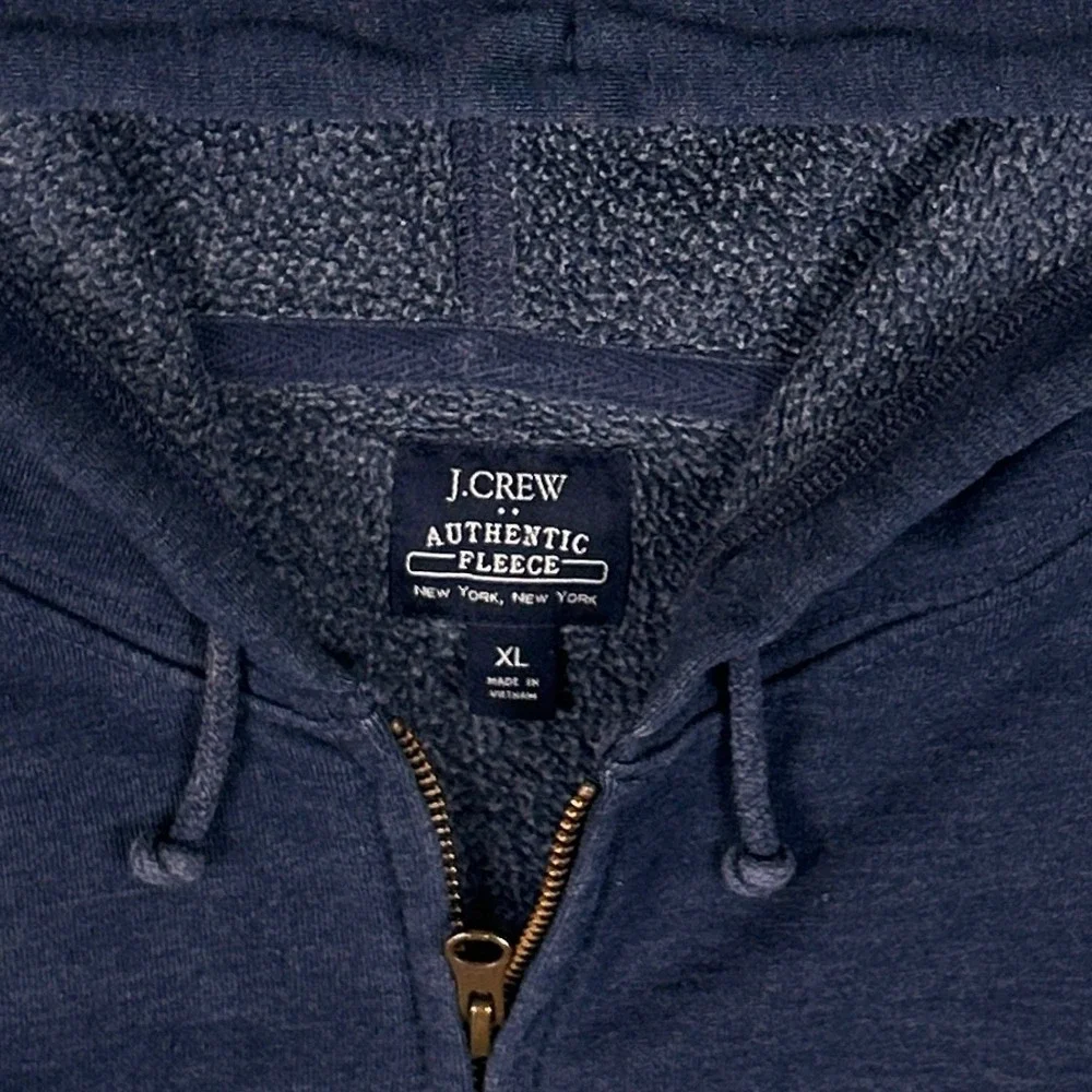 J.Crew‎ Hoodie Mens XL Navy Blue  Authentic Fleece Sweatshirt Full Zip Front